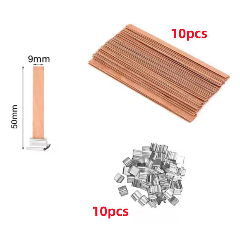 10/30pcs Wooden Candle Wick Set With Clip Base Smokeless Candle Wicks for DIY Paraffin Candle Jar Making Candle Making Supplies