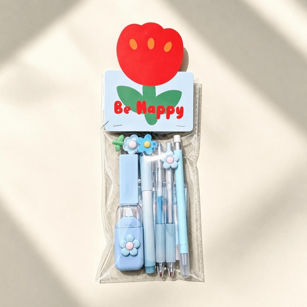 Complete Stationery Stationery Set Dreamy Flower Ballpoint Pen Pencil Eraser Students