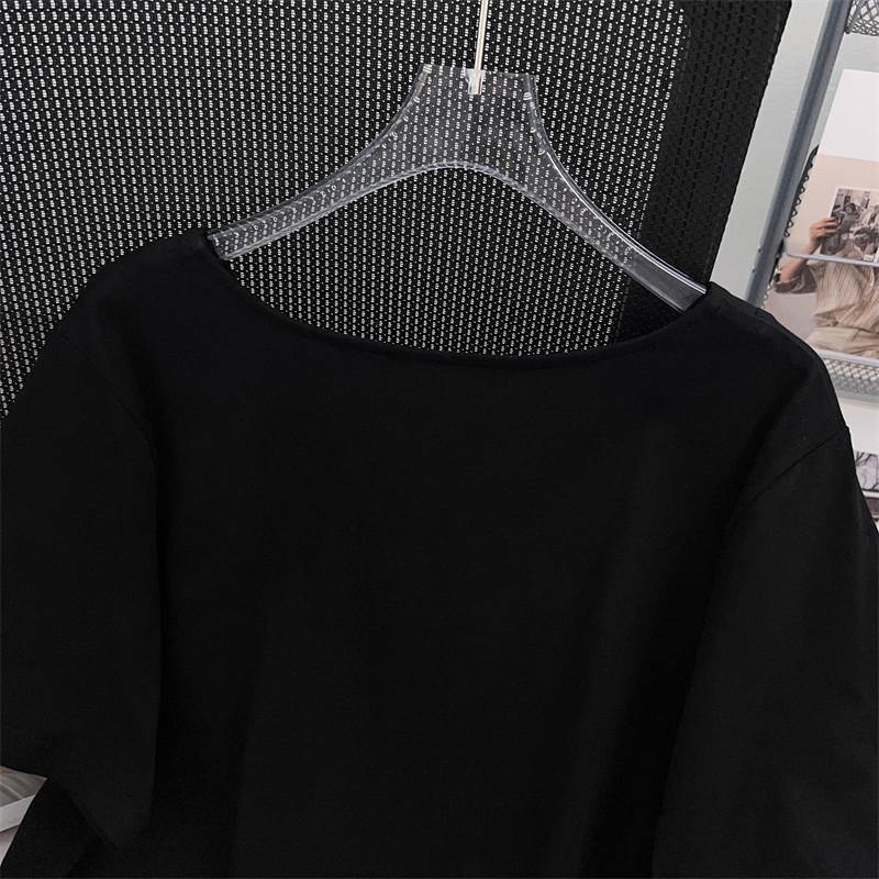 Plus Size V-Neck Mid-Length Short-Sleeve T-Shirt for Women