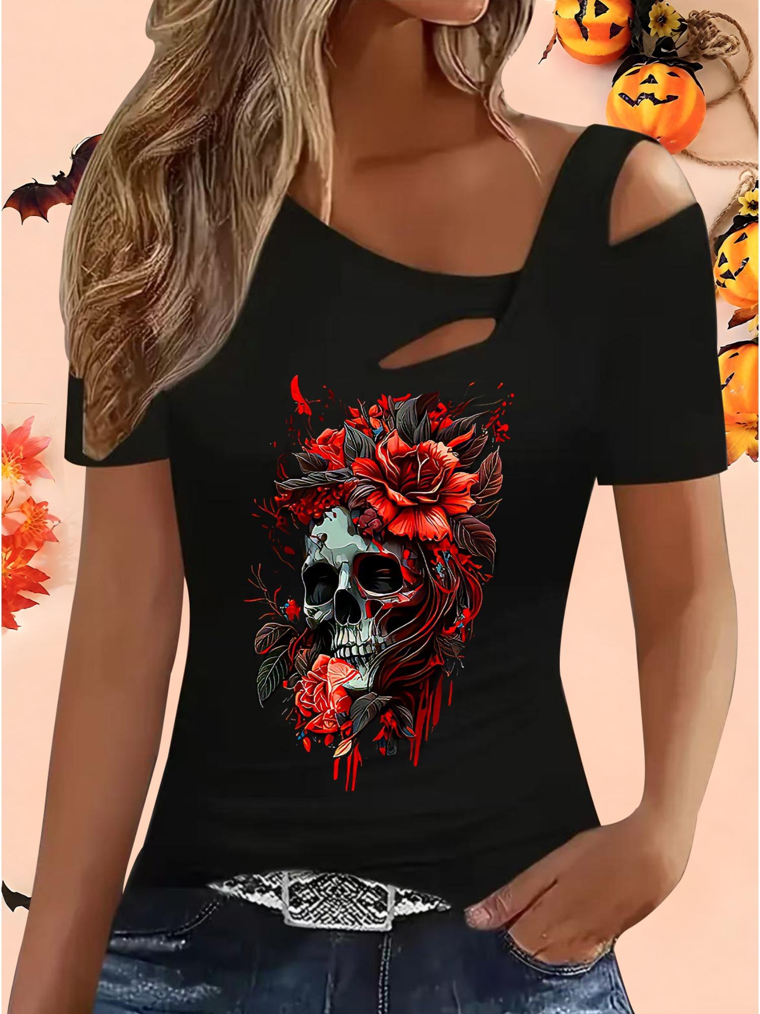 

Женские Свободные Топы Блузки Рубашки Подарок на Хэллоуин и Рождество S чёрный