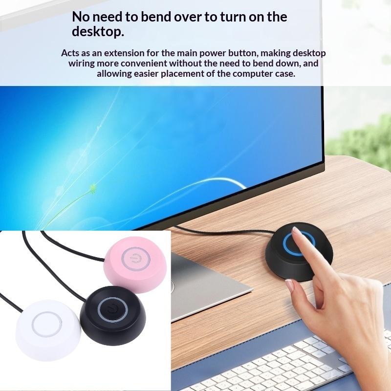 PC-Netzschalter-Taste LED Externer Kabelgebundener Verlängerungscontroller Langes Kabel für Einfachen Zugriff Desktop-Computer Heimbüro Szene