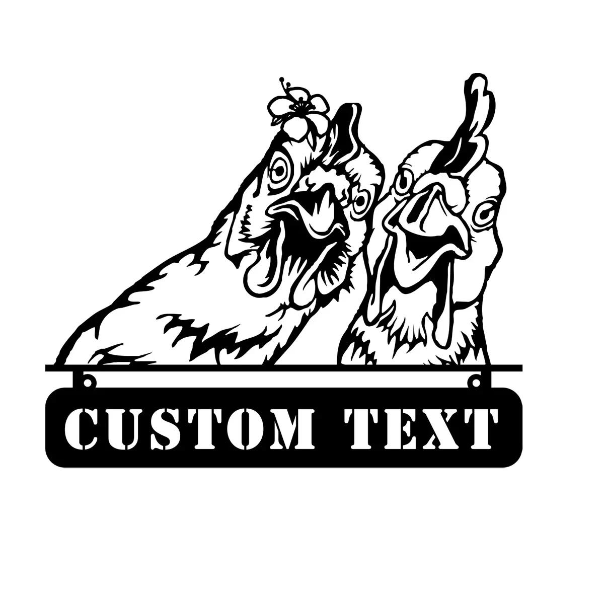 Metal Wall Art Farmhouse Chicken Sign Personalized Coop Name Plate Rooster Hen Decor Home Gift