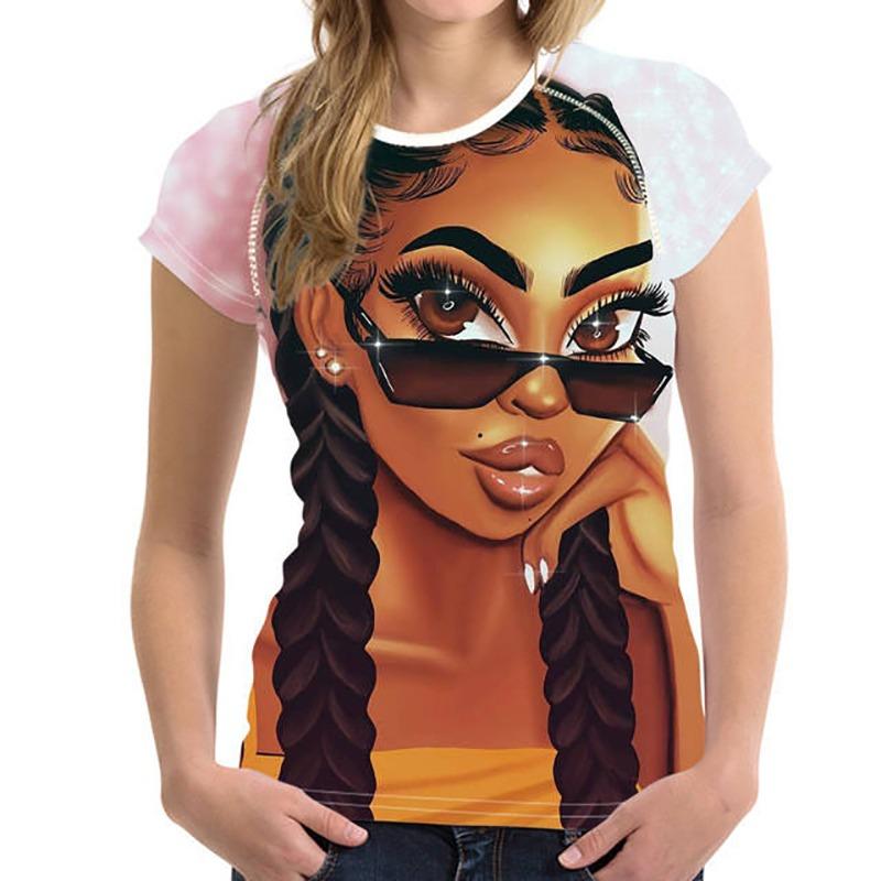 New African Girls T-shirt 3D Print Ethnic Style Tees Women Streetwear Short Sleeve T Shirts Harajuku Oversized Y2k Tops Clothing