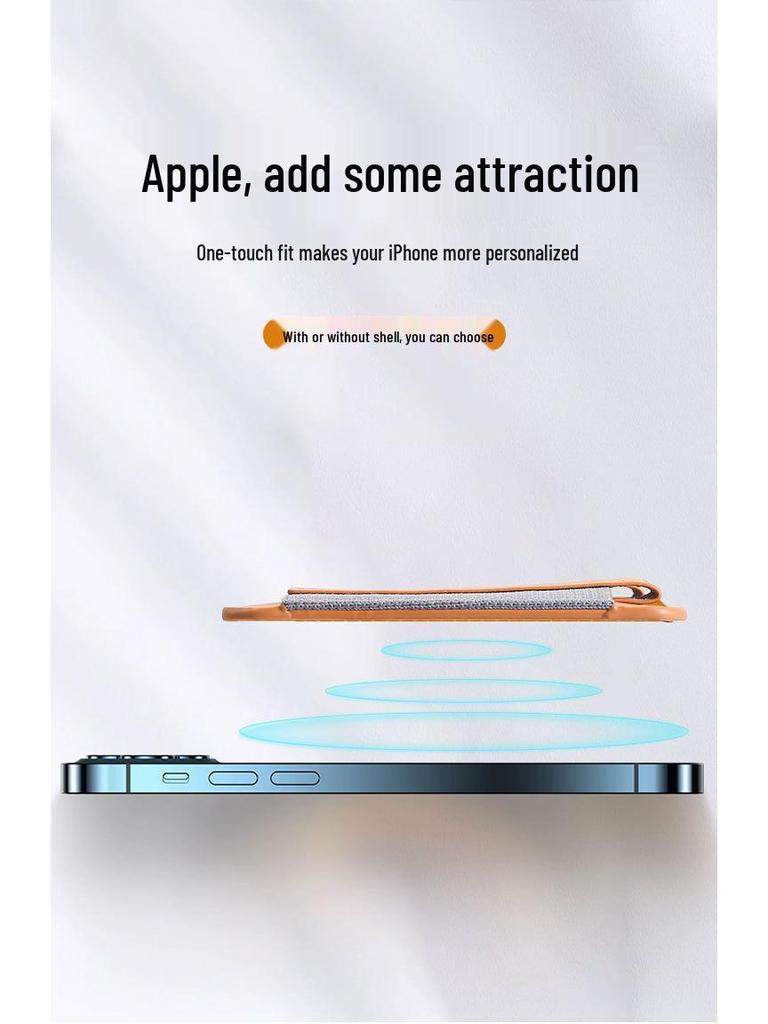 MagSafe Kompatibler iPhone 12/14 Pro Leder-Kartenhalter mit elastischem Band