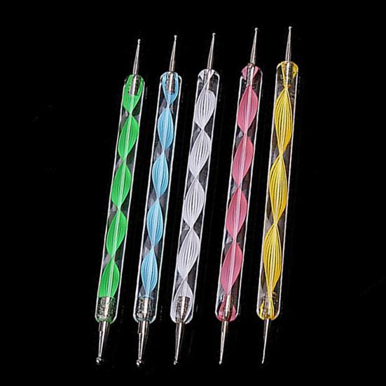 5 Pcs Double Ends Dotting Marbleizing Painting Tool Nail Art Dot Manicure Polish DIY