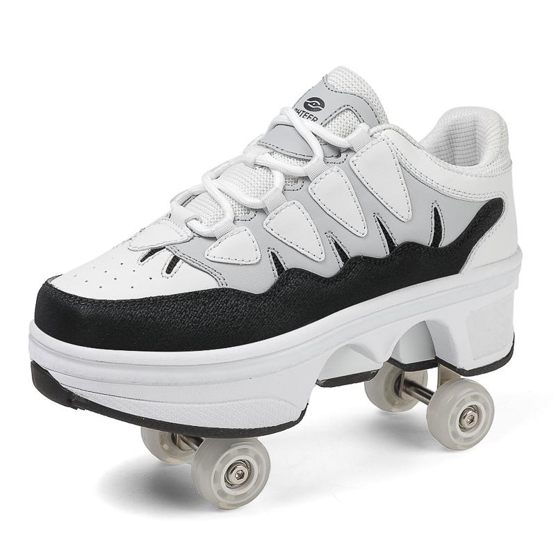 Roller Shoes with Four Wheels Deformed Roller Skates for Children/teens Four-wheel Roller Skates Shoes Double-row Roller Skates Shoes
