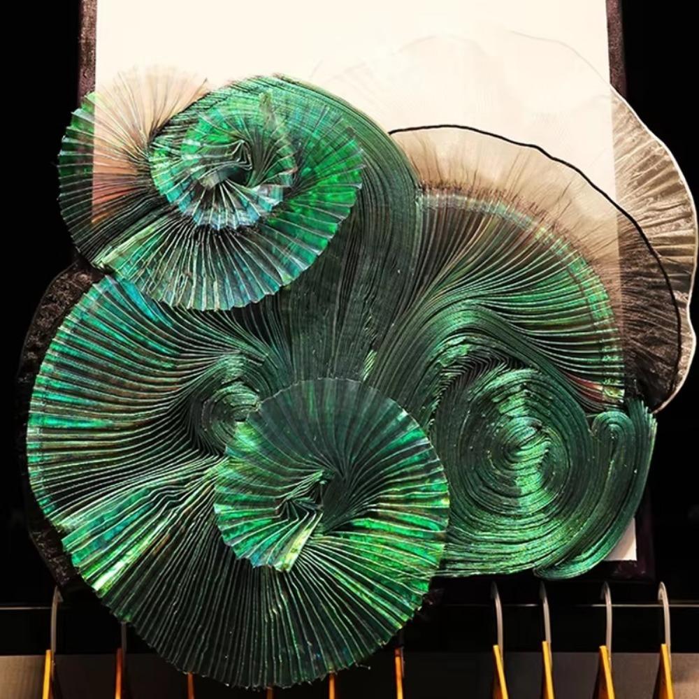 Creative Shiny Pleated Organza Fabric 100*150cm Rainbow Mermaid Cloth Fabric Handmade DIY Material Sewing Girls Skirt Dress