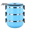 Leak Proof Meal Prep Stackable Insulated Lunch Box with Handle, Stainless Steel Interior Easy Cleaning Outdoor Picnic Food Container Design,