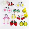 Trendy Funny Fruit Vegetables Acrylic Women's Drop Earrings Cute Strawberry Watermelon Lemon Cherry Dangle Earring Party Jewelry