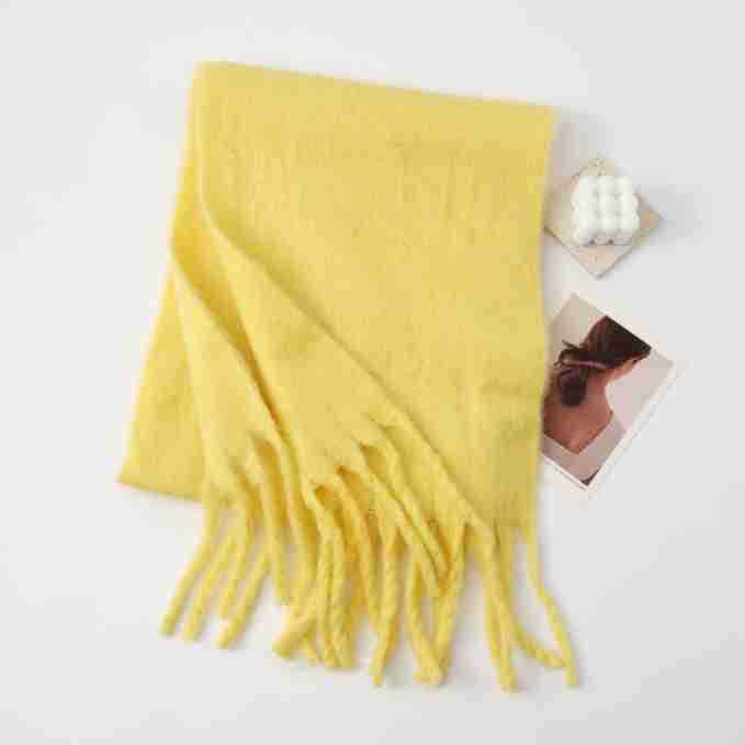 Versatile mohair solid color scarf women's winter thickening simple warmth enlarged shawl scarf