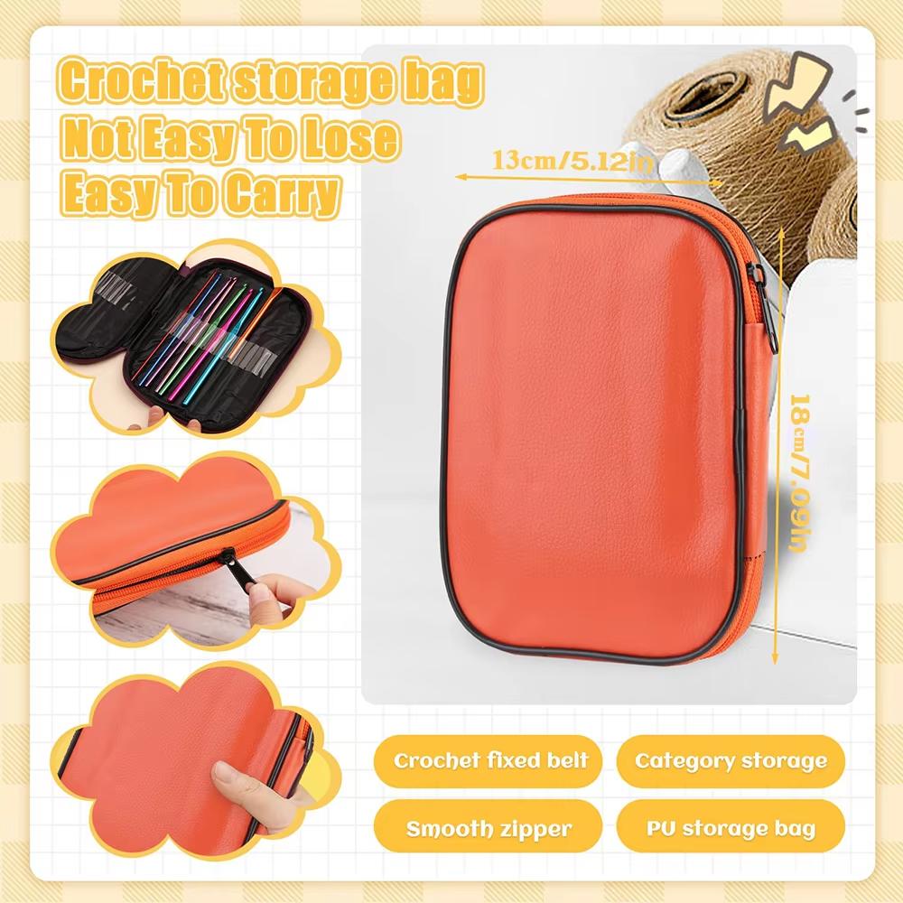 1Set Crochet Needles Set Crochet Hooks Kit Ergonomic Knitting Needles with Storage Bag DIY Hand Knit Tools