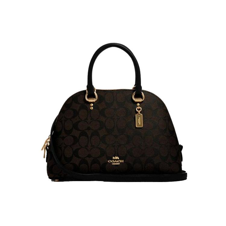 

New COACH Katy Leather Dome Bag Portable Crossbody Bag Shoulder Bag Regular Women s Dark Brown 2558-IMAA8 30.0*9.9*20.1CM