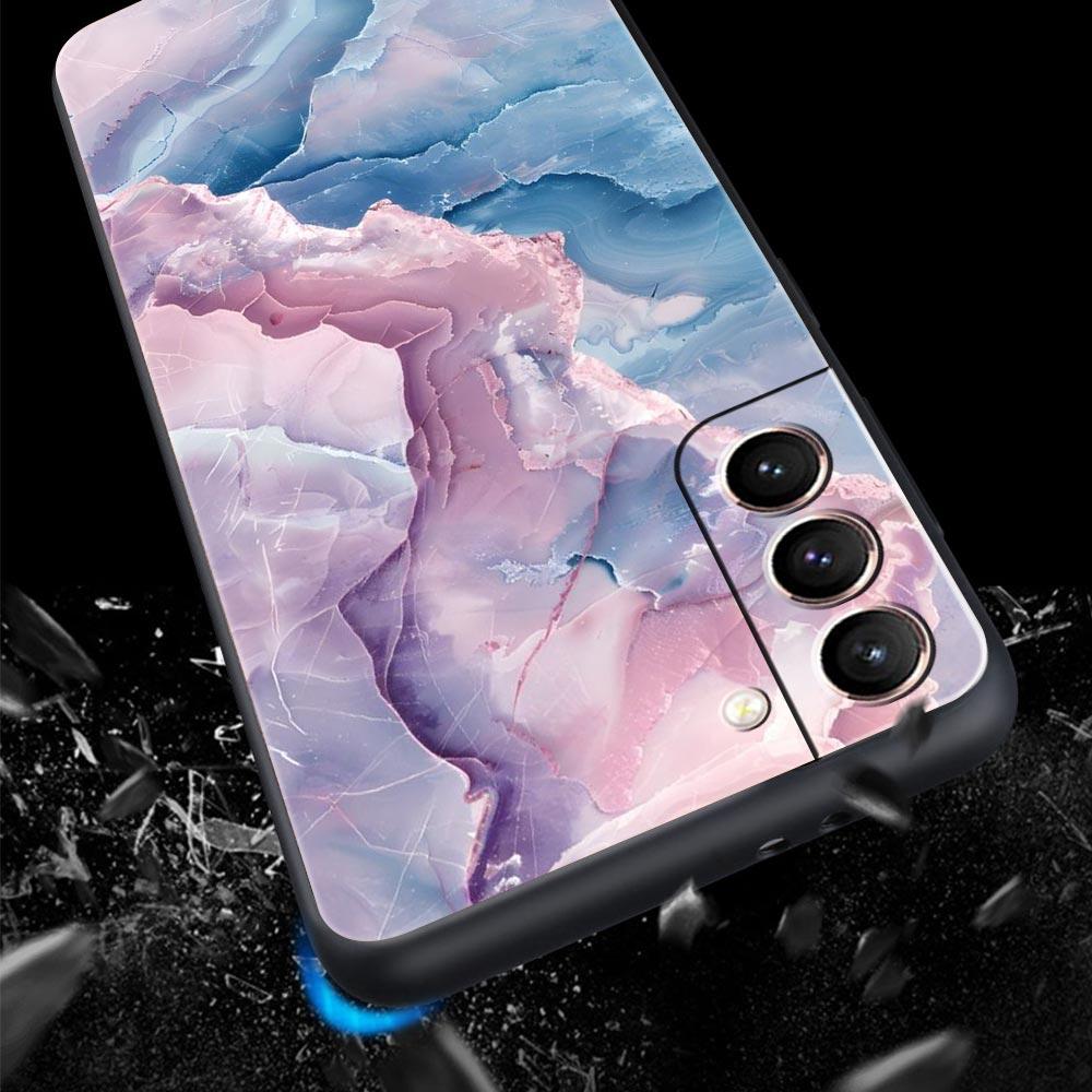 Marble Phone Case For Samsung Galaxy S26 Ultra S25 Plus S24 FE S23 S22 5G S21 S20 Cover Black Soft