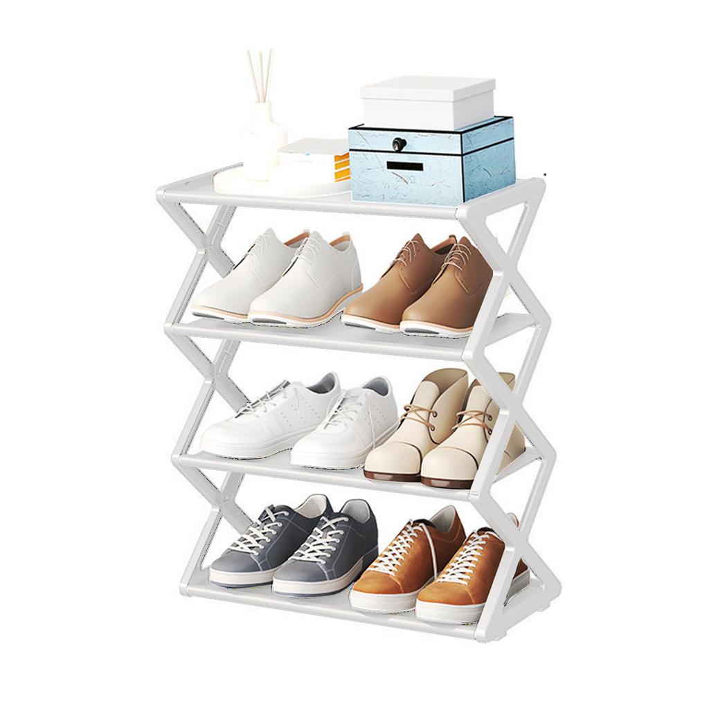 4 Tier Foldable Shoe Rack Space Saving Free Standing Shoe Storage Organizer for Closet Hallway