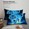 3pcs Tiger Bedding Sets 3D Printed Blue Flame Tiger Breathable Easy Care Duvet Cover Sets With Pillowcases No Filling