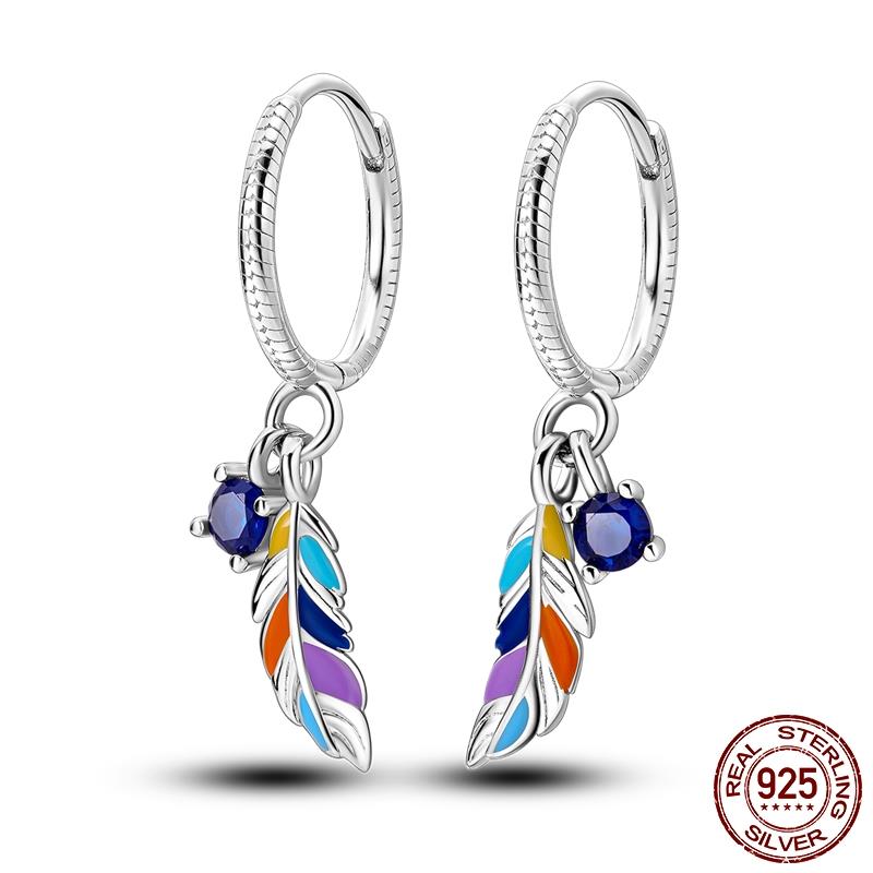 Náušnice pro ženy 925 Sterling Silver Kruhové náušnice Diamantové Srdce Lásky Zámek Broskvové Srdce Náušnice Krásný Dárek
