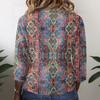 Camicia da Donna Vintage con Stampa Floreale Henley Collo a Bottoni Manica 3/4 in Misto Cotone Lino Top Casual Vestibilità Larga per l'Uso Quotidiano
