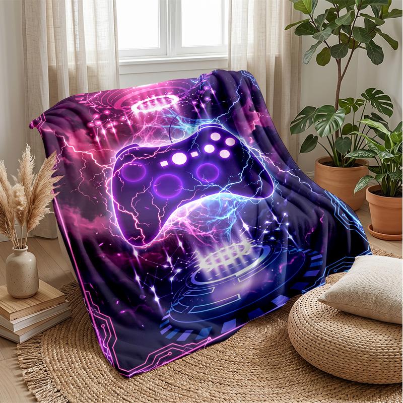 Cyberpunk Game Controller blanket Personalized Name Flannel Blanket Soft Cozy Plush Throw for Sofa Bed Lightweight Home Decor