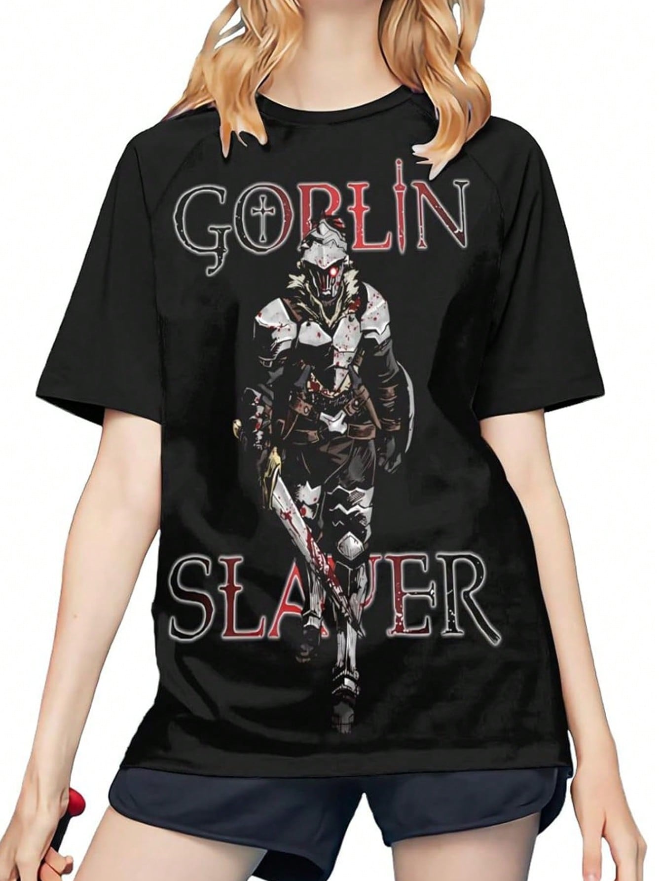 Аниме Goblin Slayer Футболка Женская Повседневная с Круглым Вырезом Летняя Бейсбольная с Короткими Рукавами S разноцветный
