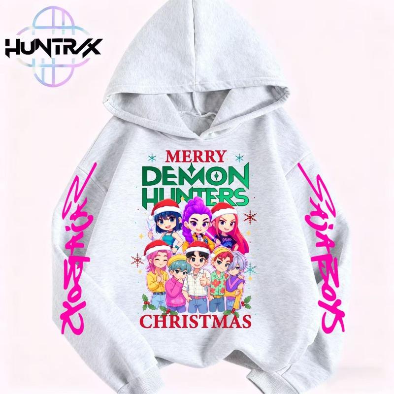Christmas Fashion Women's Anime Clothing Kpop Devil Hunter Hoodie Casual Fashion Autumn Kids Sweatshirt