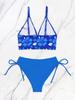 Women's Swimwear Sexy Printed Halter Neck Bikini Suit Side Tie High Waist Swimsuit Beachwear