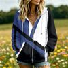 Women's Floral Print Casual Hooded Long Sleeve Jacket with and Pockets