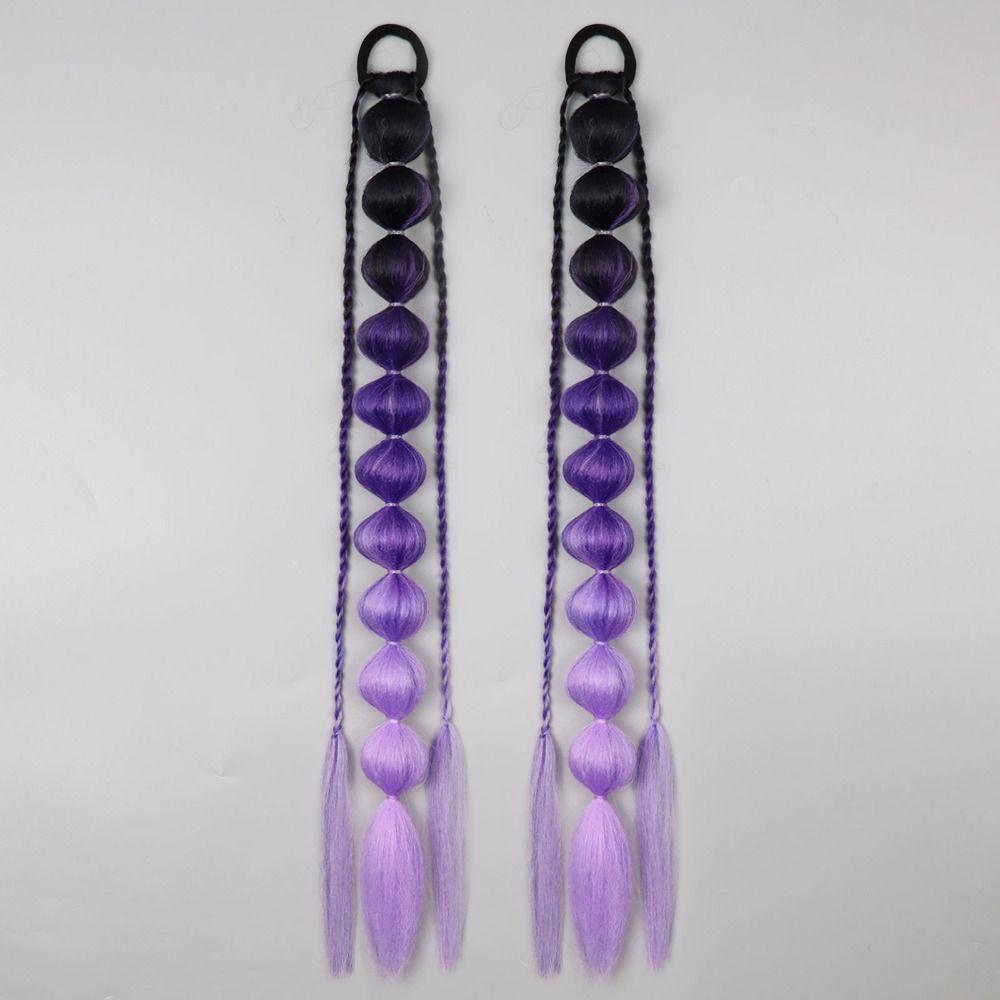 2Pcs Lantern Braid Bubble Jumbo Braid Colorful Braided Ponytails Long Twist Braid Bulk  for Women