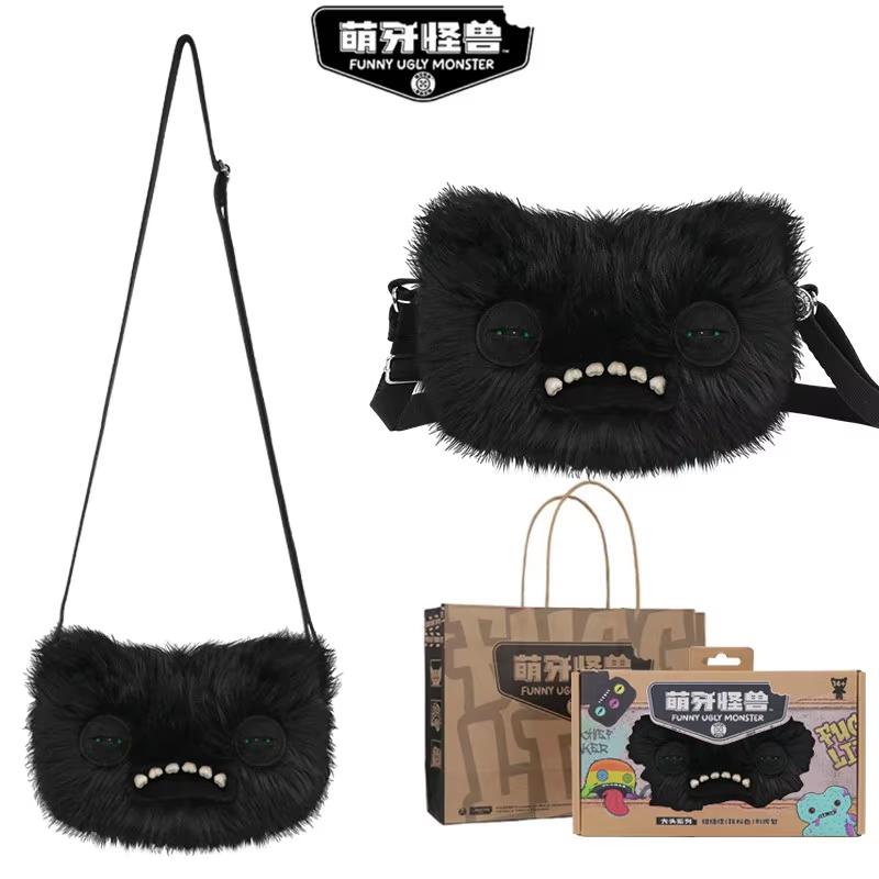 Genuine Funny Ugly Monster Plush Crossbody Bag Adjustable Strap Mr Button Screech Leopard Stuffed Doll Bag Gift