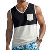 Men’s Sleeveless V-Neck Casual Tank Top with Chest Pocket Relaxed Fit Lightweight Summer Shirt