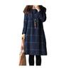 Women's Vintage Plaid Dress Casual Long Sleeve Cotton Linen Dress Fall Loose Fit Checkered Crew Neck Tunic Midi Dress