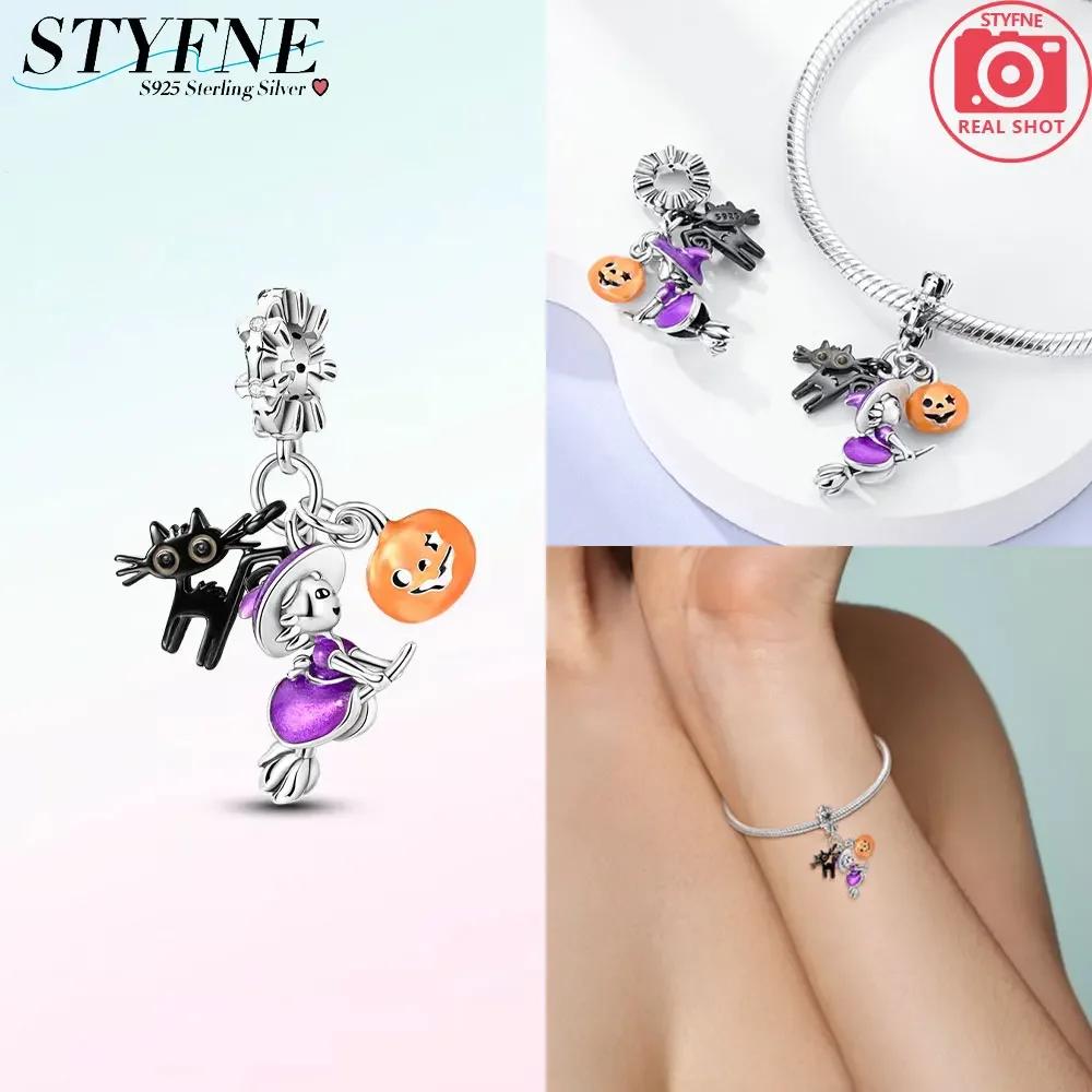 Copper Halloween Night Glowing Pumpkin Beads Charm Fit Original Bracelet Diy Fine Jewelry Making Gift For Women