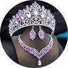 Elegant Big Tiaras and Crowns Bridal Jewelry Sets for Women Prom Wedding Crown With Choker necklace earrings Pageant Tiara Set