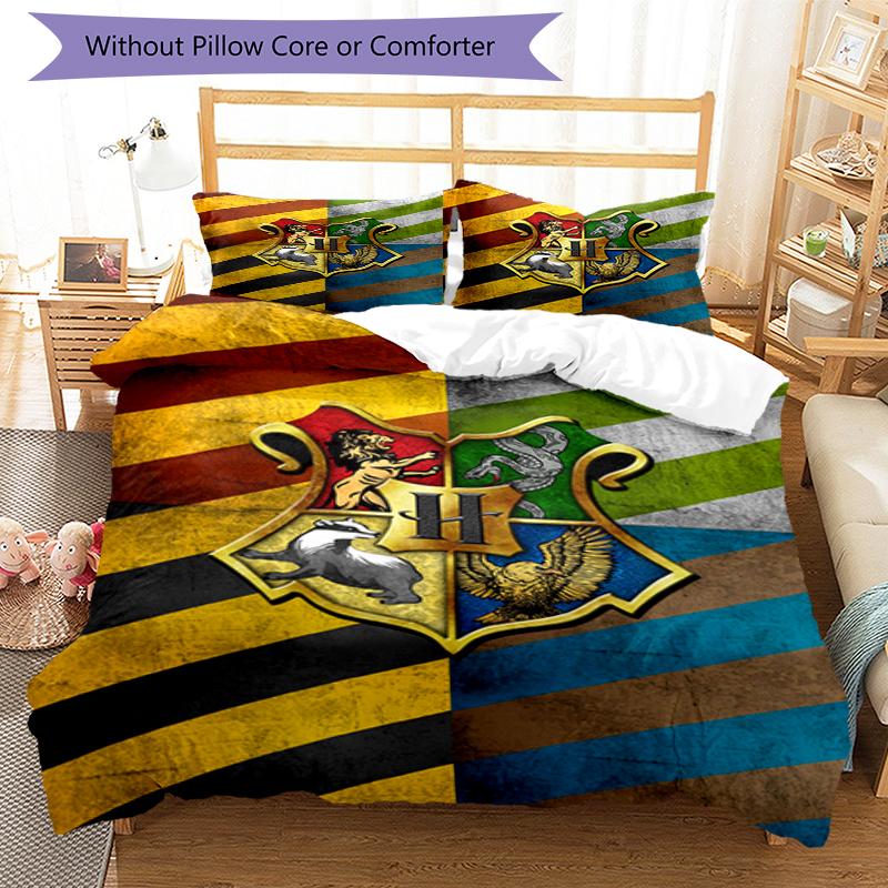 3pcs Harry Potter Bedding Set Duvet Cover Closure Includes 1 Duvet Cover & 2 Pillowcases, Soft and Comfortable for All Seasons.