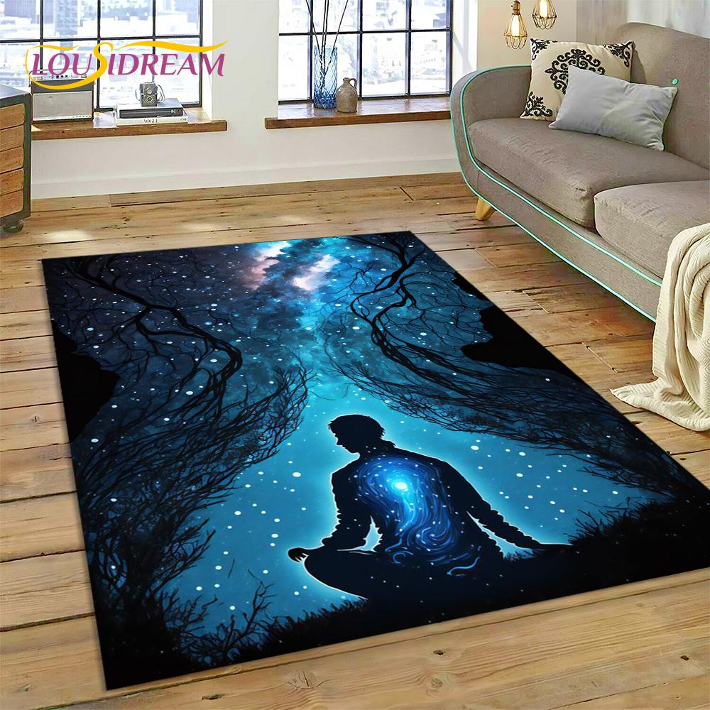 3D Yoga Zen Naturalize Meditatie Regenboog 7 Chakra Gebied Tapijt, Tapijt voor Woonkamer Slaapkamer Bank Deurmat Decor, Antislip Vloermat