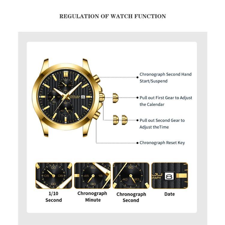 CRRJU New Watch 2310 Men's Watch Solid Stainless Steel with Simple Business Watch Atmosphere