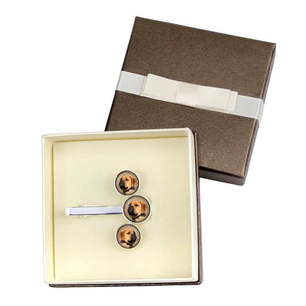 Bullmastiff - cufflinks and tie with your photo, a suit decoration, men's jewelry from the Art-Dog brand.