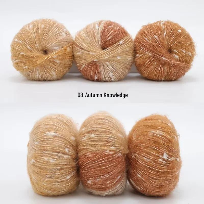 Gradient Rainbow Candy Mohair Yarn Ball: Snowflake Dot, Soft Silk Blend