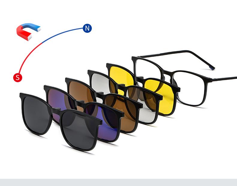 6 In 1 Sets Sunglasses Women Men Magnetic Sun Glsses Polarized Clip Sun Glasses Frame UV400 Anti Glare Unisex
