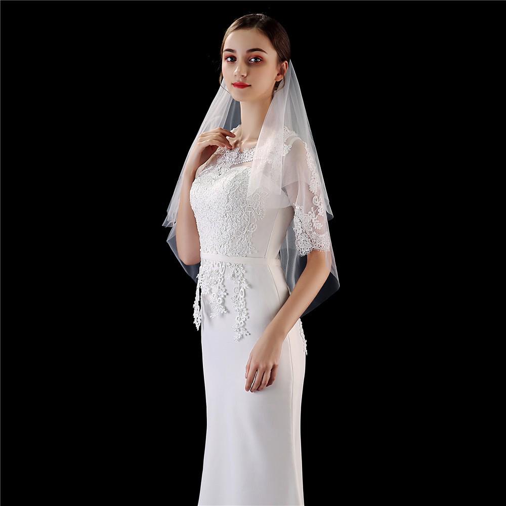 Peigne à voile double épaisseur pour cheveux de mariée courts - Accessoire de tête blanc