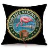 Famous National Park Vintage Poster Style Home Decoration Cushion Cover Yak Flamingo Forest Cotton Linen Sofa Chair Pillow Cases