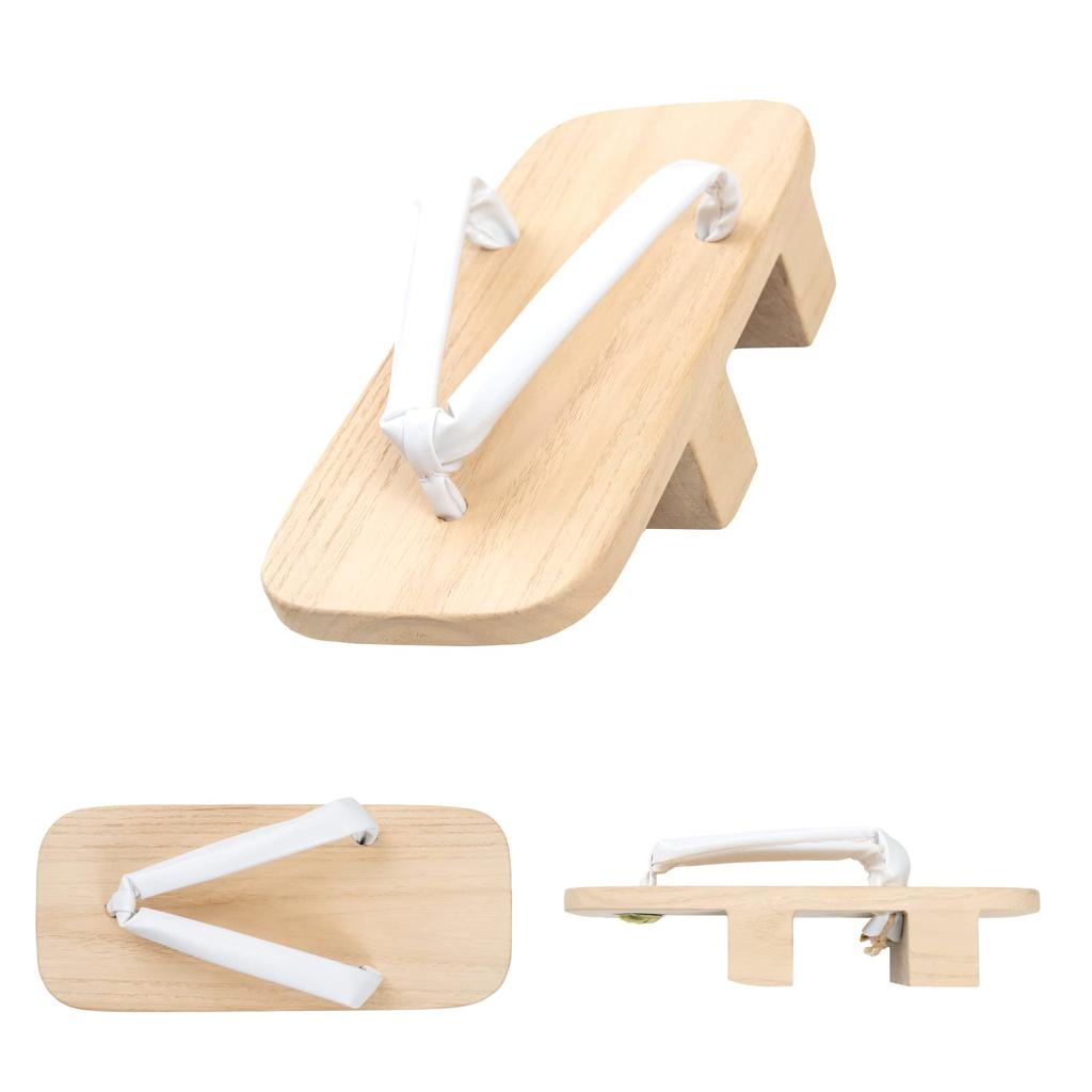 Aiai White Paulownia Wood Geta Sandals with Two Made In Japan Men's Teeth, (White, Xx_l)