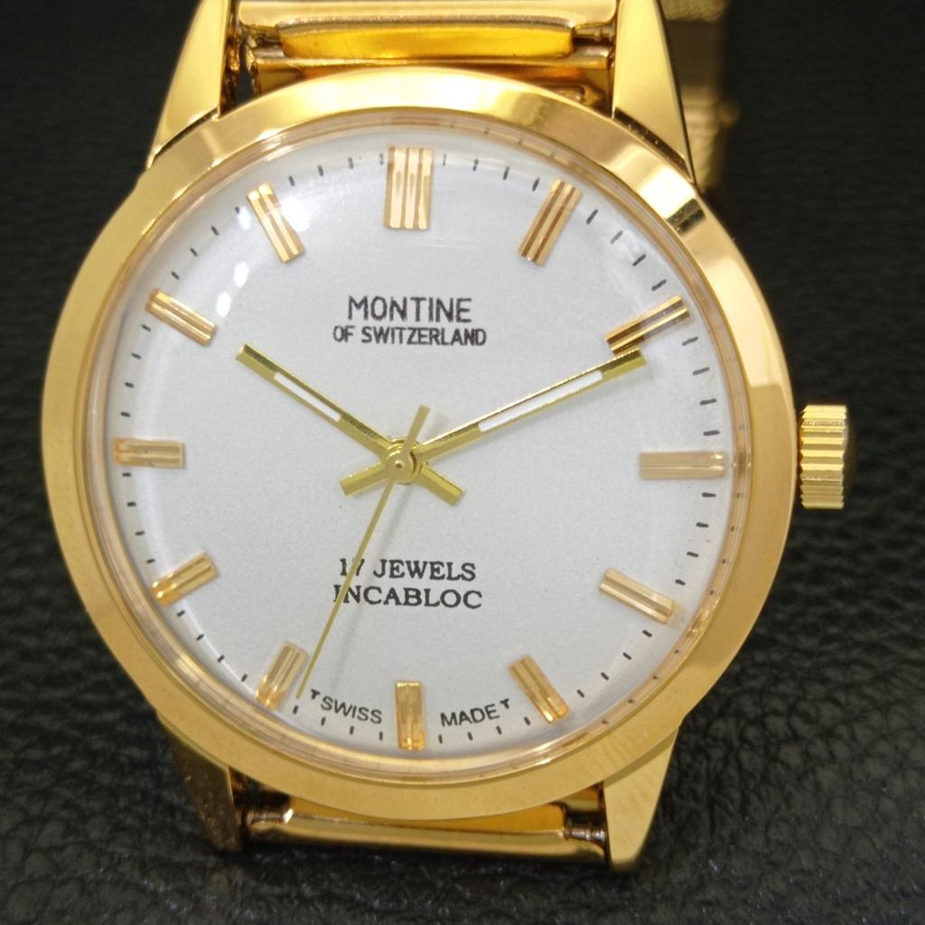 SCHWEIZER VINTAGE MONTINE MANUELLE HERRENUHR WEISSES ZIFFERBLATT REFURBISHET a441564-5