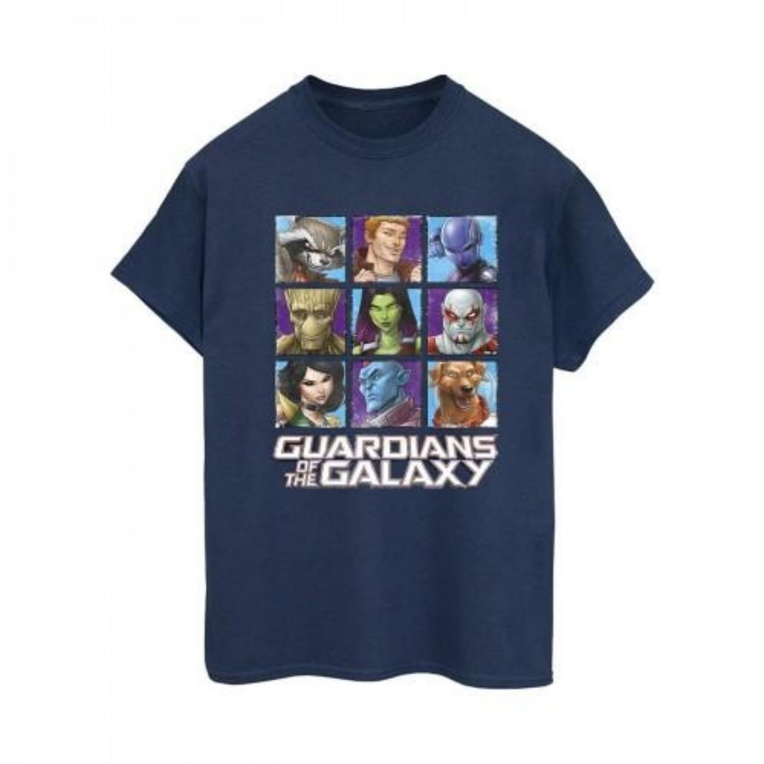 Guardians Of The Galaxy Womens_Ladies Character Squares Cotton Boyfriend T-Shirt XXXXL