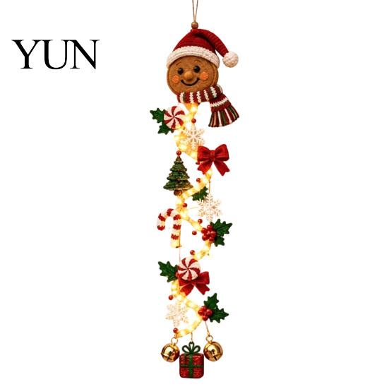 Lighted Holiday Door Hanger Glowing Christmas Hanger, Crochet Spiral Ornament with LED Lights, Snowman Santa Reindeer Winter Wonderland Window