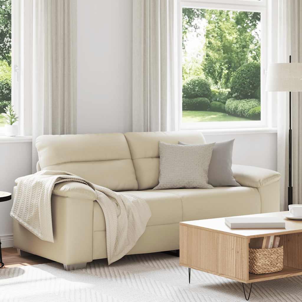 Sofá de 2 Lugares Creme 180 x 81 x 84 cm Couro Sintético