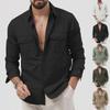 2024 New European & American Men's Multi-Pocket Casual Long-Sleeved Shirts