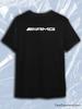 Camiseta TeeSensation Negra de Cuello Redondo y Manga Corta con Logo de Rayas Blancas AMG Mercedes
