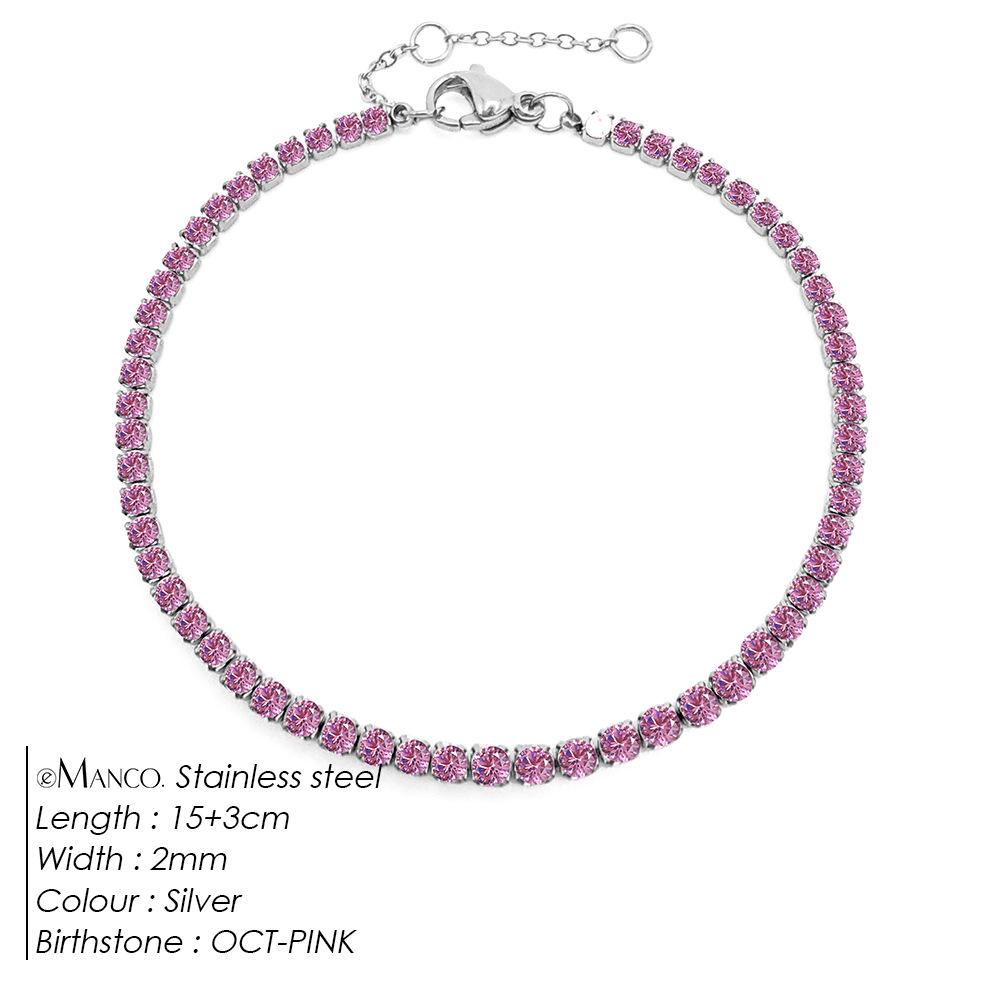 EManco Elegantes Geburtsstein-Tennisarmband mit Zirkonia-Diamanten