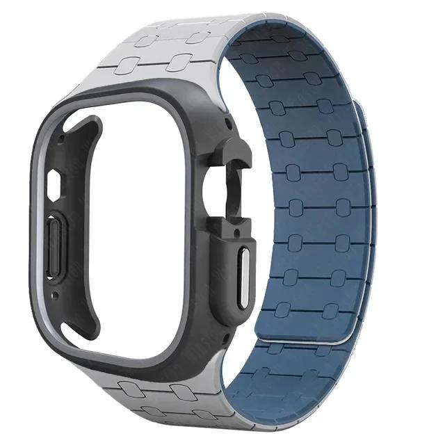 TPU Case+Silicone Strap for Apple Watch Band Ultra 2 49mm 45mm 44mm 41mm Protective Case Bracelet for Iwatch Series 9 8 7 6 5 4