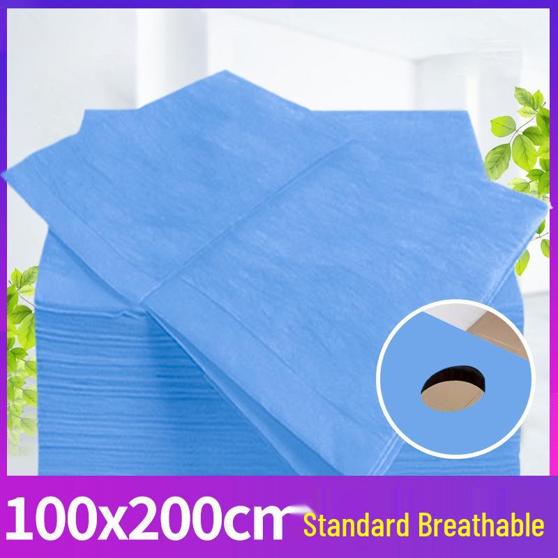Waterproof Oilproof Disposable Bed Sheets with Hole - Non-Woven, Breathable, 100-Pack
